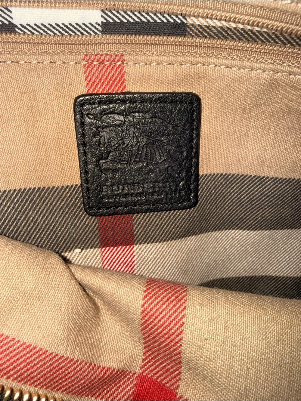 Black Canvas Burberry Tote Bag with Leather Accents